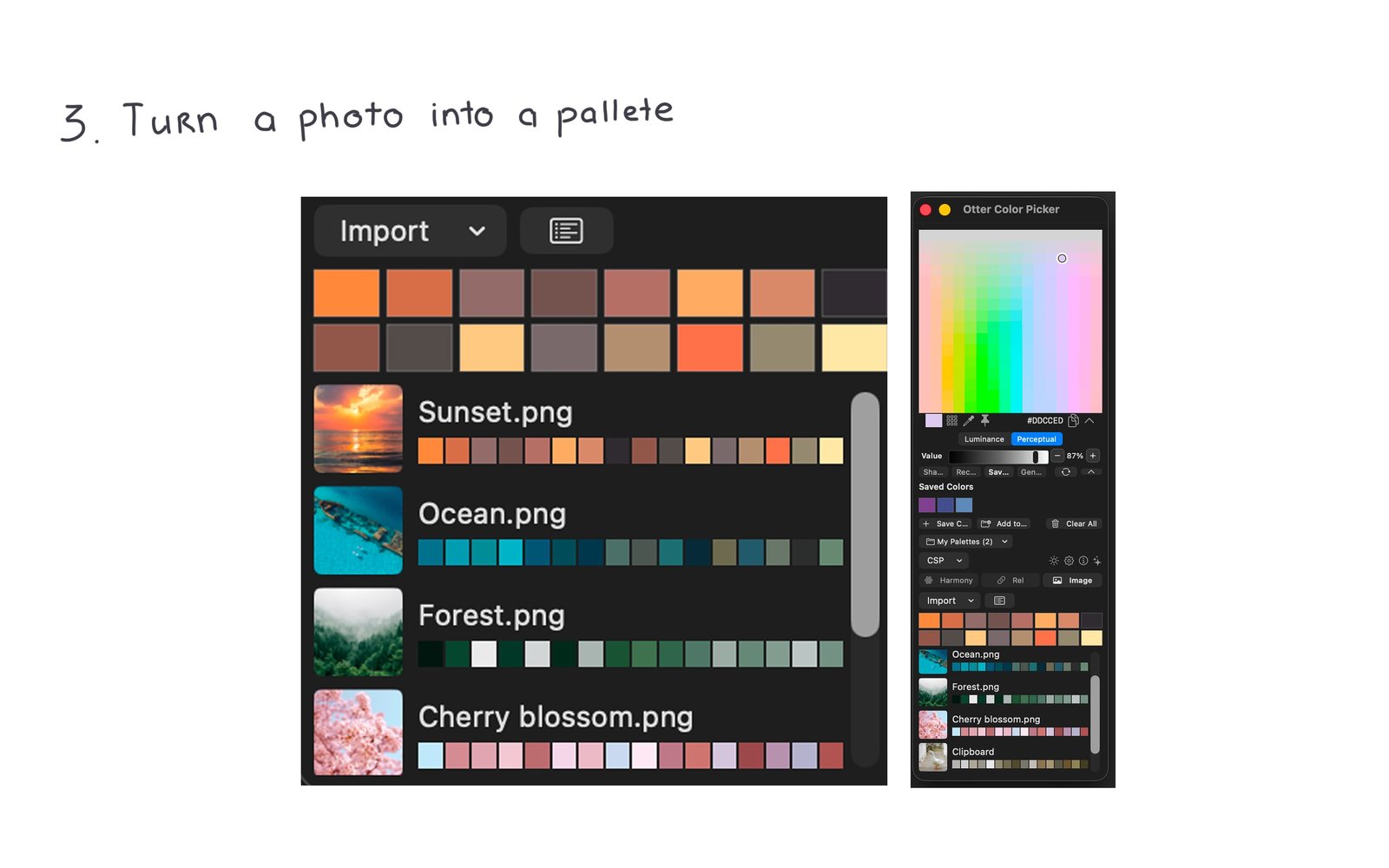 Turn a photo into a pallette